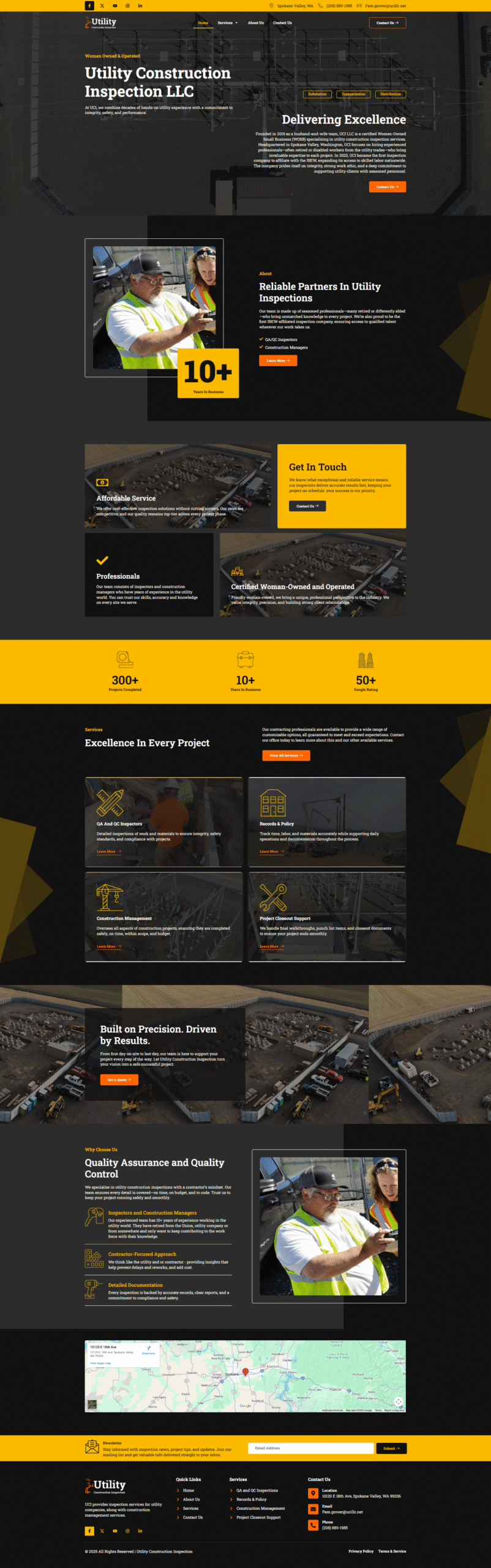 Utility Construction Inspection Website — Web Design Project